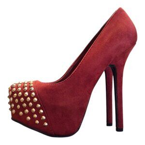 BRECKELLE'S Burnt Orange Faux Suede Platform Stiletto sz 6